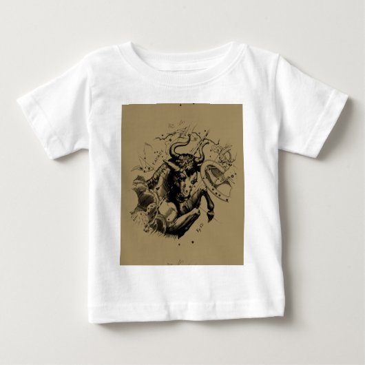 Taurus Zodiac Constellation Hevelius 1690 auf Taup Baby T-shirt (Vorderseite)