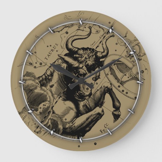 Taurus Zodiac Constellation Map Hevelius 1690 Große Wanduhr (Vorderseite)