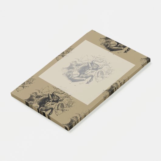 Taurus Zodiac Constellation Map Hevelius 1690 Post-it Klebezettel (angewinkelt)