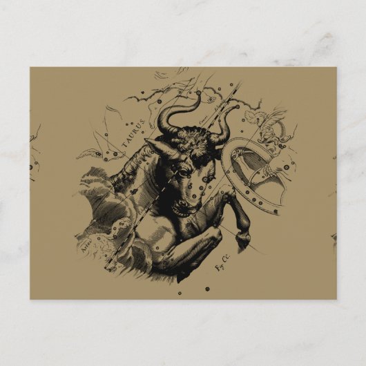 Taurus Zodiac Constellation Map Hevelius 1690 Postkarte (Vorderseite)