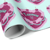 Taurus Zodiac Coquette Herz Birthday Cake Geschenkpapier (Rolleneckpunkt)