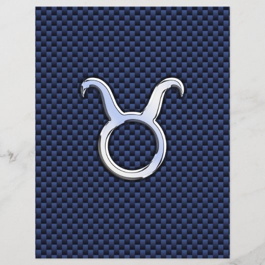 Taurus Zodiac Decor Navy Blue Carbon Fibre Print Flyer (Vorne)