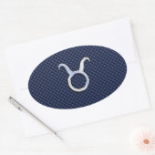 Taurus Zodiac Decor Navy Blue Carbon Fibre Print Ovaler Aufkleber (Umschlag)
