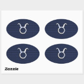 Taurus Zodiac Decor Navy Blue Carbon Fibre Print Ovaler Aufkleber (Blatt)