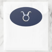 Taurus Zodiac Decor Navy Blue Carbon Fibre Print Ovaler Aufkleber (Tasche)