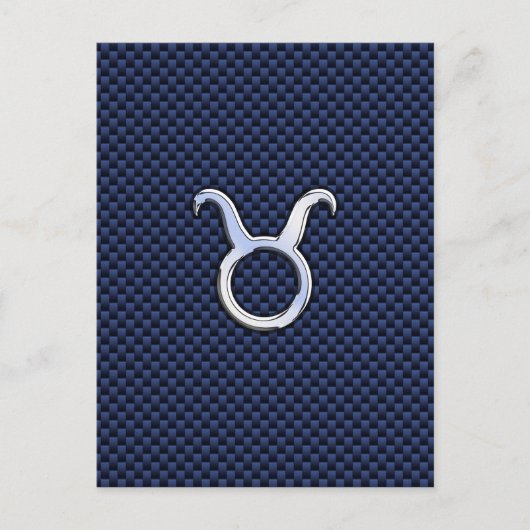 Taurus Zodiac Decor Navy Blue Carbon Fibre Print Postkarte (Vorderseite)