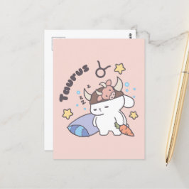 Taurus Zodiac Dreamer - Niedlicher Sleepy Bunny Postkarte
