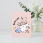 Taurus Zodiac Dreamer - Niedlicher Sleepy Bunny Postkarte (Stehend Vorderseite)