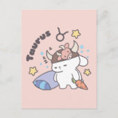 Taurus Zodiac Dreamer - Niedlicher Sleepy Bunny Postkarte (Vorderseite)