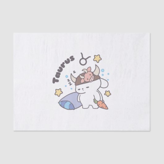 Taurus Zodiac Dreamer - Niedlicher Sleepy Bunny Seidenpapier (Vorderseite)