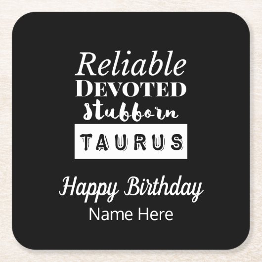 Taurus Zodiac Fun Eigenschaften Geburtstag Rechteckiger Pappuntersetzer (Vorderseite)