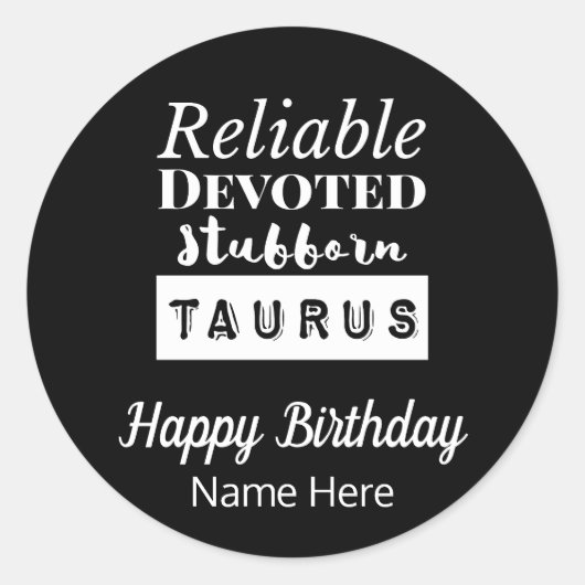Taurus Zodiac Fun Eigenschaften Geburtstag Runder Aufkleber (Vorderseite)