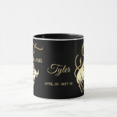 Taurus ♉ Zodiac Geburtstagszeichen / Schwarz und G Tasse (Zentrum)