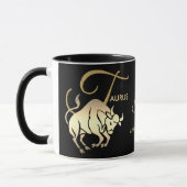 Taurus ♉ Zodiac Geburtstagszeichen / Schwarz und G Tasse (Links)