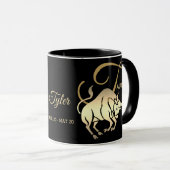 Taurus ♉ Zodiac Geburtstagszeichen / Schwarz und G Tasse (VorderseiteRechts)