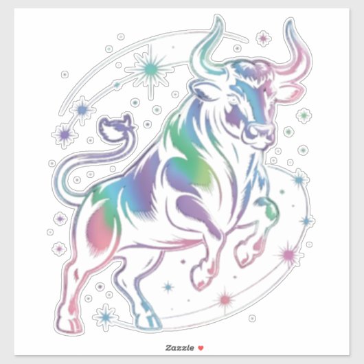 Taurus Zodiac Holographic Bull Design Aufkleber (Blatt)