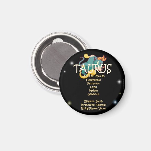 Taurus zodiac magnet (Vorderseite/Rückseite)