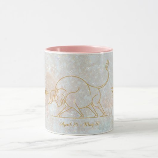 Taurus Zodiac Monogram Astrologie Glitzer Tasse (Zentrum)