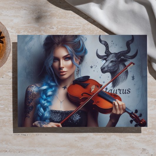 Taurus Zodiac Musician Violin Decoupage Seidenpapier