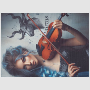 Taurus Zodiac Musician Violin Decoupage Seidenpapier