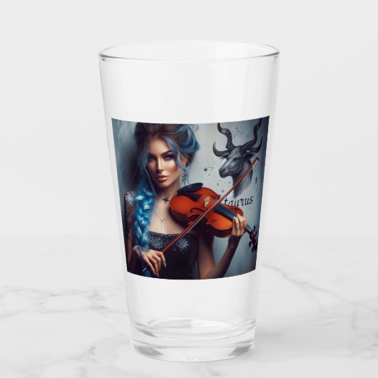 Taurus Zodiac Musician Violin Glas (Vorderseite)