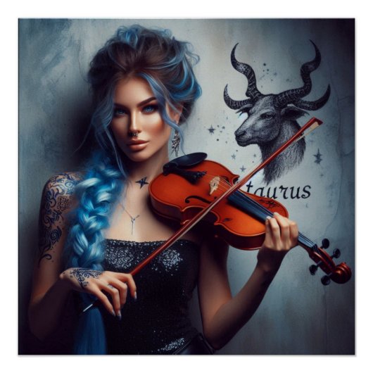 Taurus Zodiac Musician Violin Poster (Vorderseite)