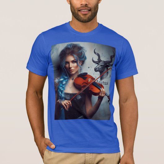 Taurus Zodiac Musician Violin T-Shirt (Vorderseite)