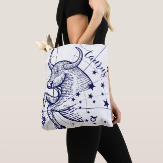 Taurus Zodiac Navy & Gold Monochrome Graphic Tasch Tasche