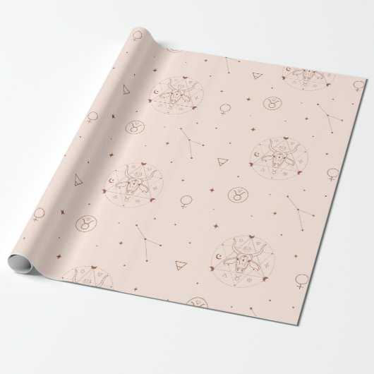 Taurus Zodiac Pattern in Brown and Burgundy Geschenkpapier (Ungerollt)