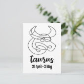 Taurus, Zodiac Postkarte (Stehend Vorderseite)
