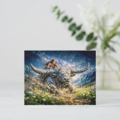 Taurus Zodiac Riding a Mystical Horned Beast Postkarte (Stehend Vorderseite)