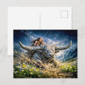 Taurus Zodiac Riding a Mystical Horned Beast Postkarte (Vorne/Hinten)
