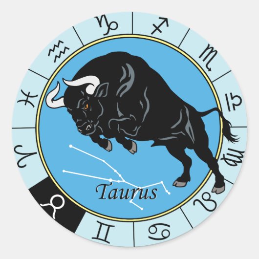 Taurus zodiac runder aufkleber (Vorderseite)