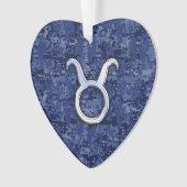 Taurus Zodiac Sign auf Blue Digital Camouflage Ornament (Vorderseite)