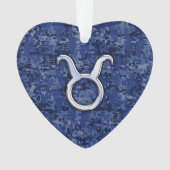 Taurus Zodiac Sign auf Blue Digital Camouflage Ornament (Vorderseite)
