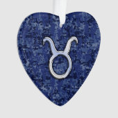 Taurus Zodiac Sign auf Blue Digital Camouflage Ornament (Vorderseite)
