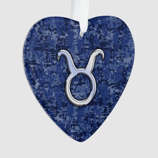 Taurus Zodiac Sign auf Blue Digital Camouflage Ornament (Vorderseite)