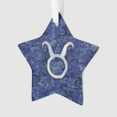 Taurus Zodiac Sign auf Blue Digital Camouflage Ornament (Vorderseite)