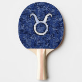 Taurus Zodiac Sign auf Blue Digital Camouflage Tischtennis Schläger (Vorderseite)