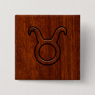 Taurus Zodiac Sign auf Mahogany Style Button