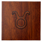 Taurus Zodiac Sign auf Mahogany Style Fliese (Vorderseite)