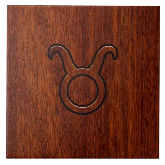 Taurus Zodiac Sign auf Mahogany Style Fliese (Vorderseite)