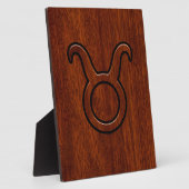 Taurus Zodiac Sign auf Mahogany Style Fotoplatte (Seite)