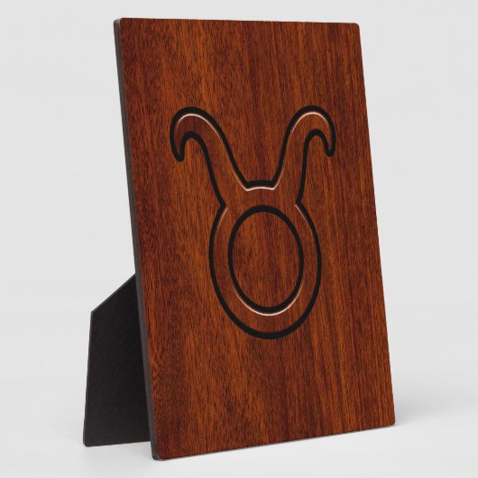 Taurus Zodiac Sign auf Mahogany Style Fotoplatte (Seite)