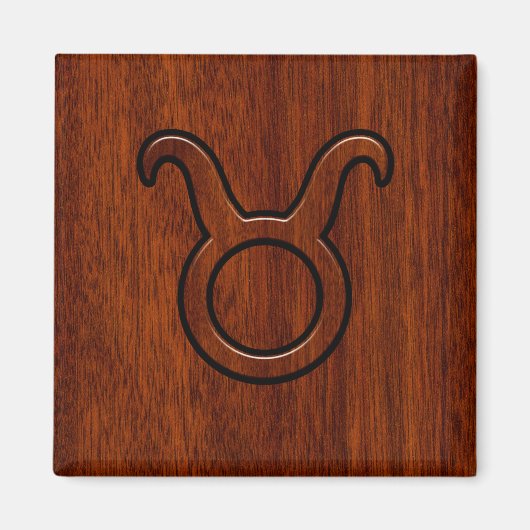 Taurus Zodiac Sign auf Mahogany Style Magnet (Vorne)