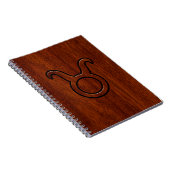 Taurus Zodiac Sign auf Mahogany Style Notizblock (Rechte Seite)