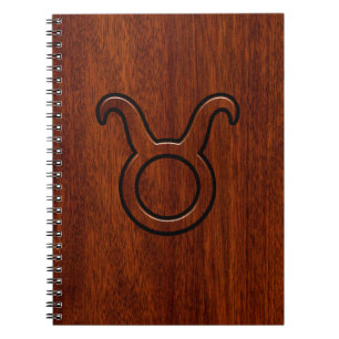 Taurus Zodiac Sign auf Mahogany Style Notizblock
