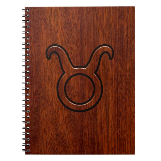 Taurus Zodiac Sign auf Mahogany Style Notizblock (Vorderseite)
