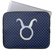 Taurus Zodiac Sign auf Navy Blue Carbon Fibre Prin Laptopschutzhülle (Vorderseite)