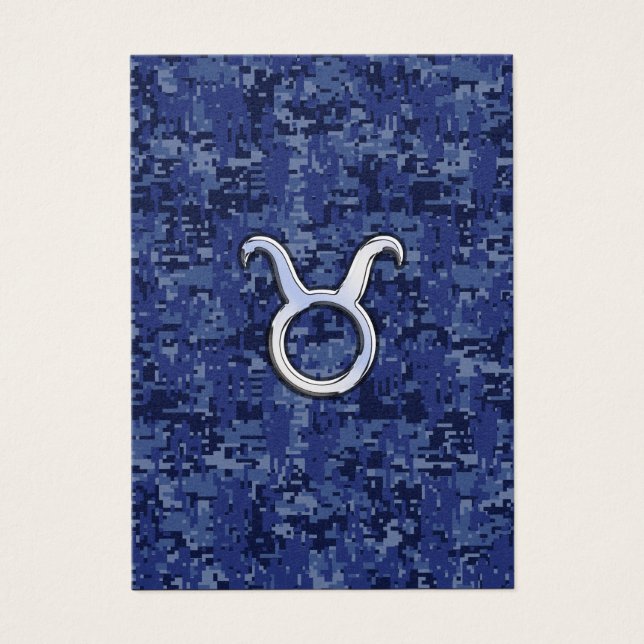 Taurus Zodiac Sign auf Navy Blue Digital Camouflag (Vorderseite)